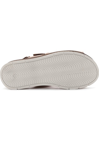 Kadın Taba Bilekten Bantlı Deri Comfort Sandalet 25SFD320418
