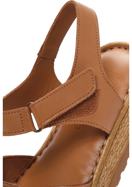 Kadın Taba Bilekten Bantlı Deri Comfort Sandalet 25SFD320714