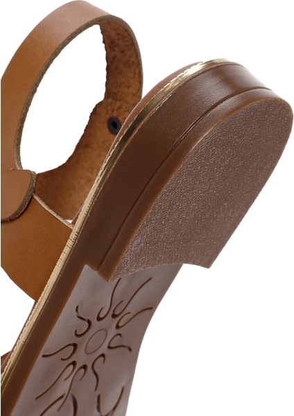 Kadın Taba Bilekten Tokalı Deri Sandalet 25SFD360814