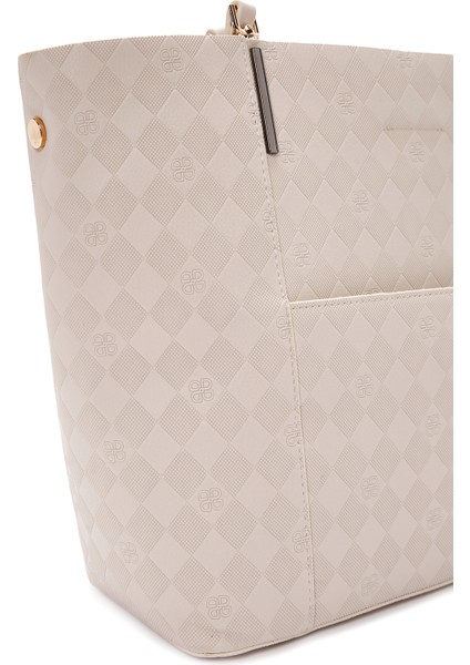 Kadın Krem Baskılı Omuz Çantası 25SBD201326