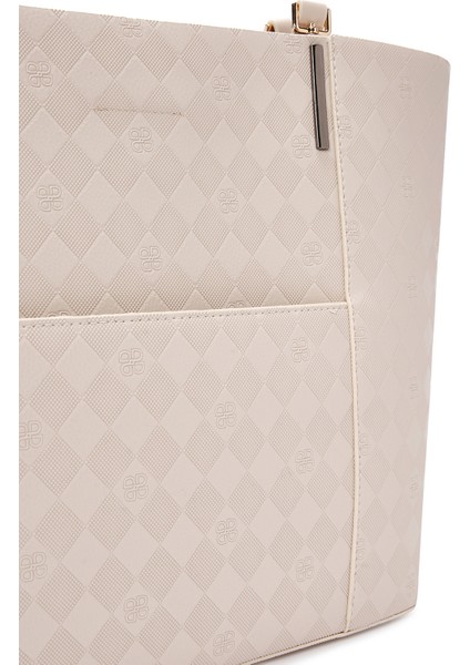 Kadın Krem Baskılı Omuz Çantası 25SBD201326