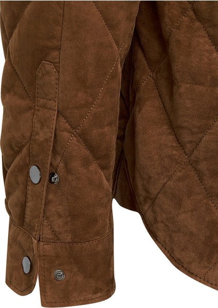 Kante Erkek Camel Gömlek Yaka Süet Deri Mont 24WGD655310