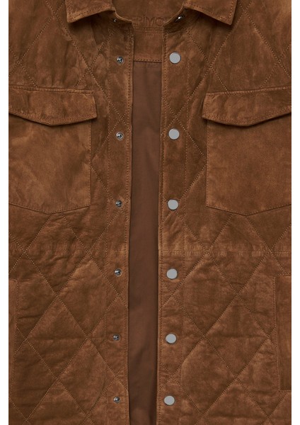 Kante Erkek Camel Gömlek Yaka Süet Deri Mont 24WGD655310