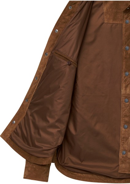 Kante Erkek Camel Gömlek Yaka Süet Deri Mont 24WGD655310