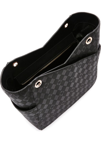 Kadın Siyah Baskılı Omuz Çantası 25SBD201426