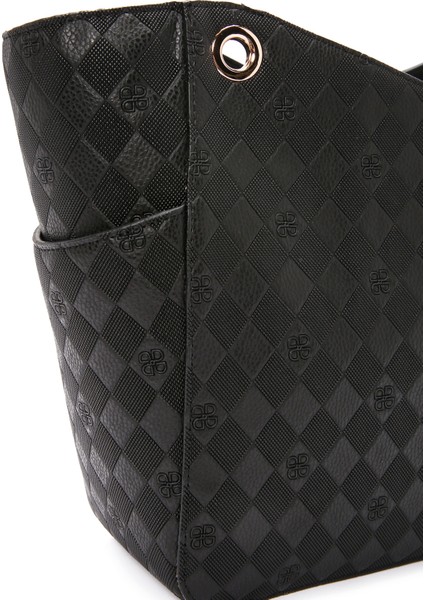 Kadın Siyah Baskılı Omuz Çantası 25SBD201426