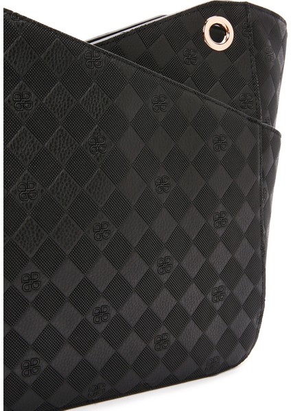 Kadın Siyah Baskılı Omuz Çantası 25SBD201426