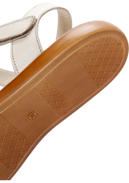 Kadın Bej Bilekten Bantlı Deri Sandalet 25SFD360618