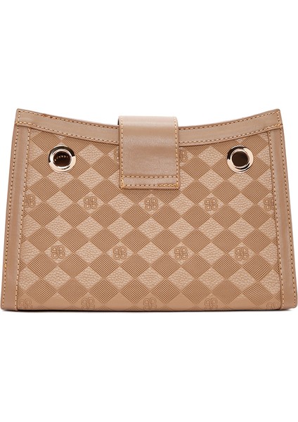 Kadın Kahverengi Uzun Askılı Baskılı Omuz Çantası 25SBD200626