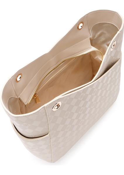 Kadın Krem Baskılı Omuz Çantası 25SBD201426