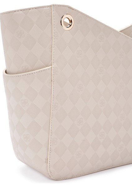 Kadın Krem Baskılı Omuz Çantası 25SBD201426