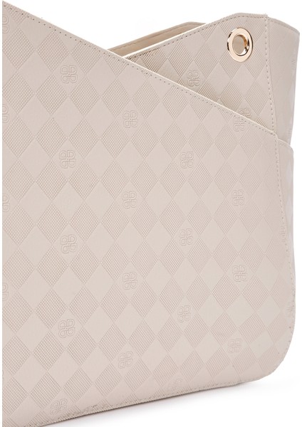 Kadın Krem Baskılı Omuz Çantası 25SBD201426