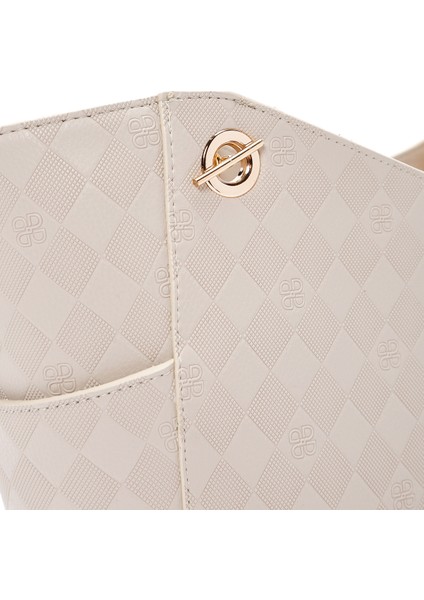 Kadın Krem Baskılı Omuz Çantası 25SBD201426