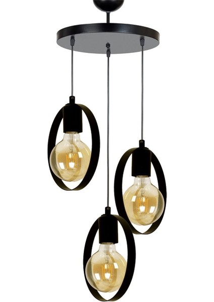 Şık Siyah Modern Üçlü Avize, Ev ve Ofis Dekoru Için Tasarım