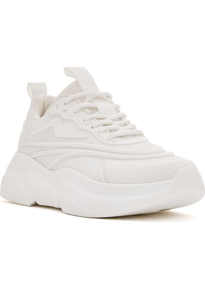 Kadın Beyaz Bağcıklı Kalın Tabanlı Sneaker 25SFD431114