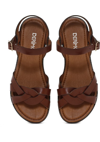 Kadın Kahverengi Deri Bodrum Sandalet 25SFD332118