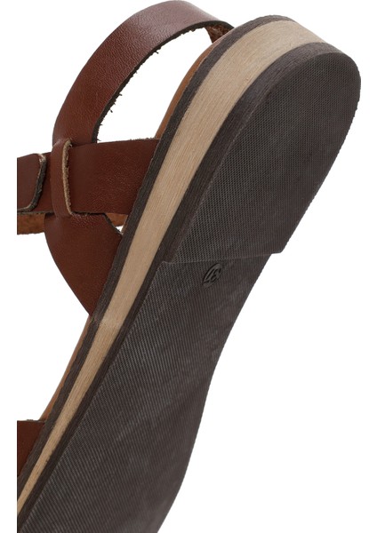 Kadın Kahverengi Deri Bodrum Sandalet 25SFD332118