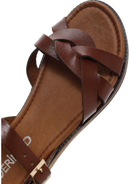 Kadın Kahverengi Deri Bodrum Sandalet 25SFD332118