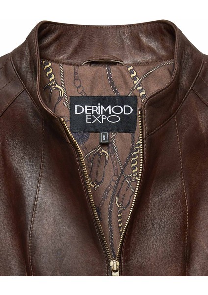 Lydia Kadın Kahverengi Kısa Deri Ceket 24WGE5976NC