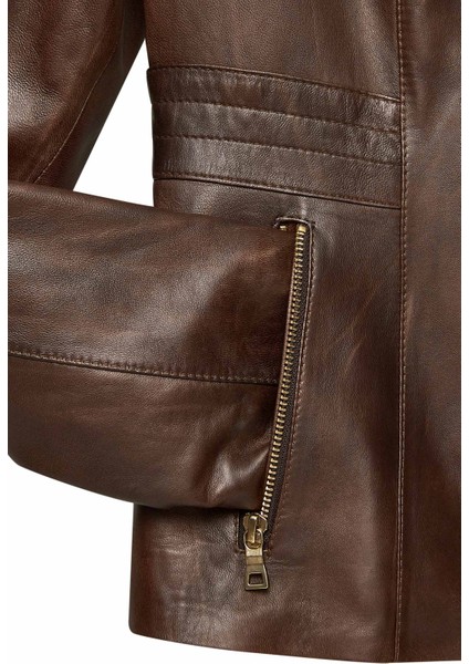 Lydia Kadın Kahverengi Kısa Deri Ceket 24WGE5976NC