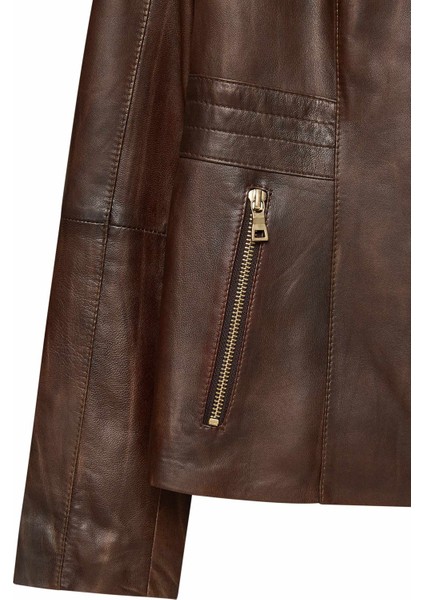 Lydia Kadın Kahverengi Kısa Deri Ceket 24WGE5976NC