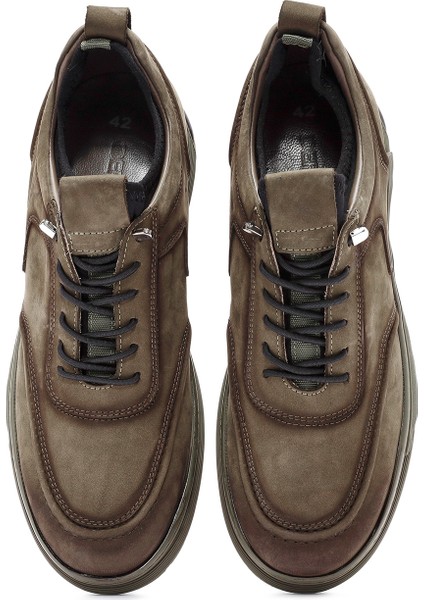 Erkek Haki Bağcıklı Süet Deri Sneaker 24Wfd603910