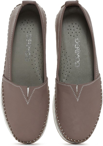 Kadın Vizon Kalın Tabanlı Deri Comfort Loafer 25SFD332518
