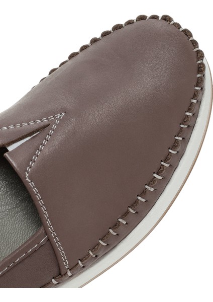 Kadın Vizon Kalın Tabanlı Deri Comfort Loafer 25SFD332518