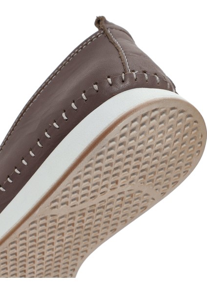 Kadın Vizon Kalın Tabanlı Deri Comfort Loafer 25SFD332518