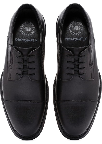 Erkek Siyah Bağcıklı Deri Casual Ayakkabı 24WFD677518