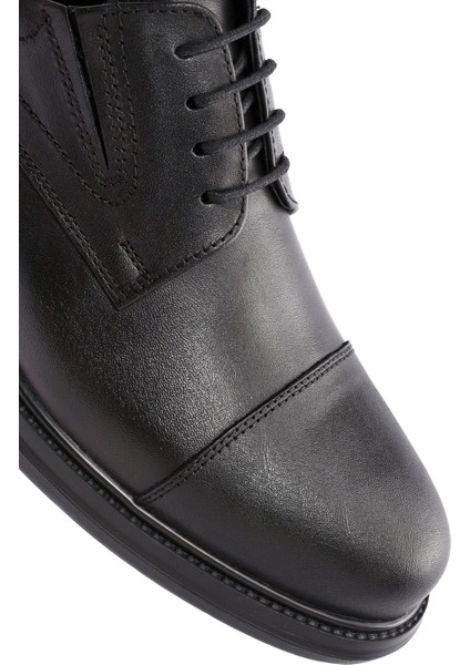 Erkek Siyah Bağcıklı Deri Casual Ayakkabı 24WFD677518