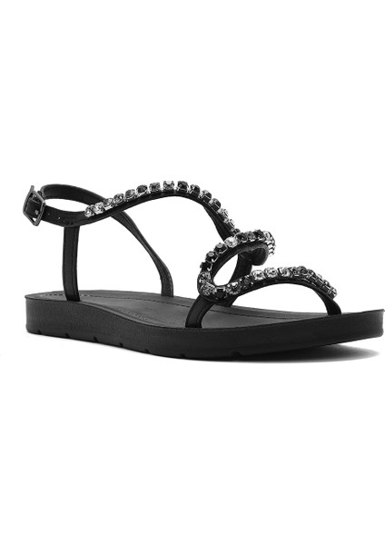 Kadın Siyah Taşlı Sandalet 25SFE464114
