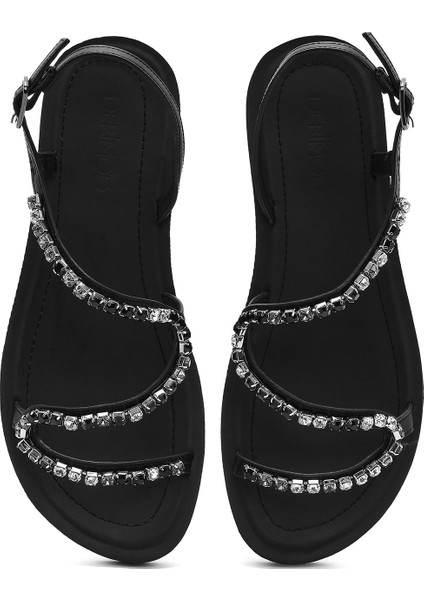 Kadın Siyah Taşlı Sandalet 25SFE464114