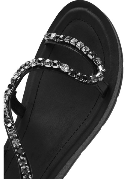 Kadın Siyah Taşlı Sandalet 25SFE464114