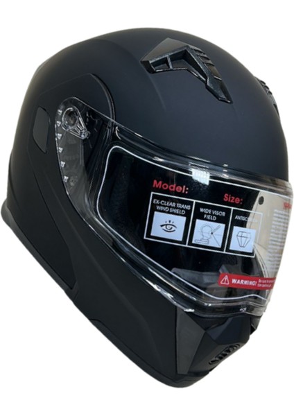 Jk Kask Çene Açılır Mat Siyah L