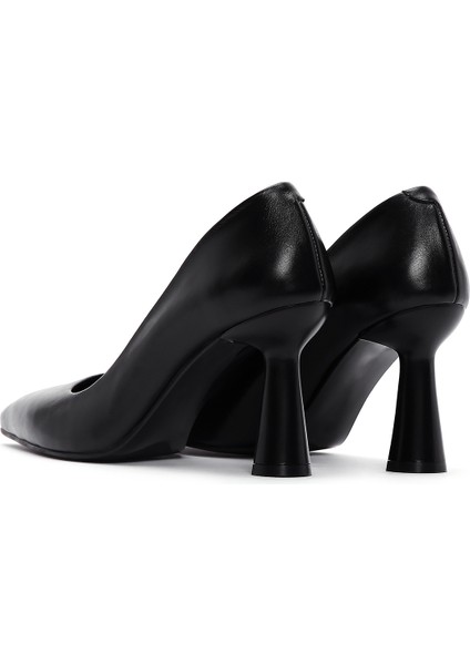 Kadın Siyah Kalın Topuklu Deri Stiletto 25SFD130518