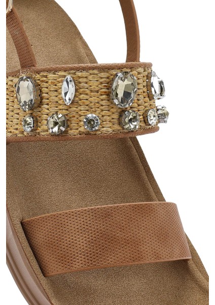 Kadın Siyah Kalın Tabanlı Taşlı Sandalet 25SFE465014