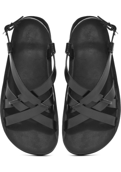 Kadın Siyah Kalın Tabanlı Metalik Sandalet 25SFE465132