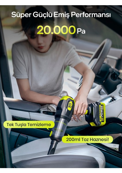 7gab-03 Kablosuz Araç Içi Süpürge | 20.000PA Güçlü Emiş | 90.000RPM Fırçasız Motor | 15.000MAH Uzun Ömürlü Batarya | Üfleme & Vakum 2’si 1 Arada fiyatları