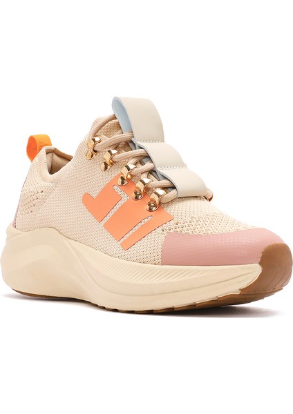 Zero Kadın Bej Kalın Tabanlı Bağcıklı Kumaş Sneaker 25SFD43166F