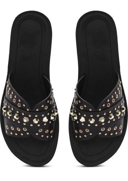 Kadın Siyah Taşlı Terlik 25SFE463418