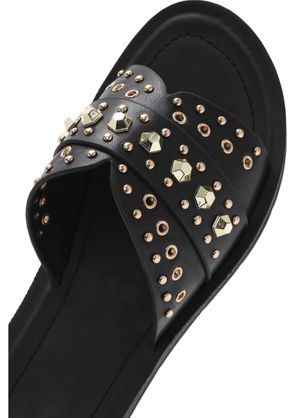 Kadın Siyah Taşlı Terlik 25SFE463418