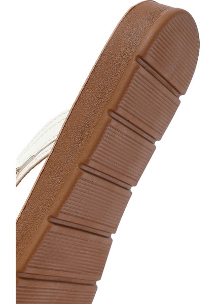 Kadın Beyaz Parmak Arası Taşlı Terlik 25SFE463018