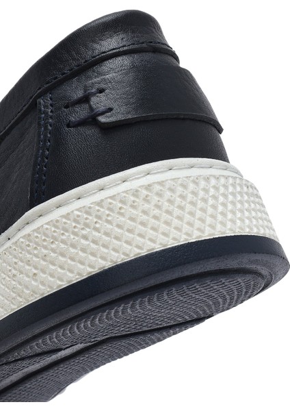 Erkek Lacivert Deri Loafer 25SFD680318