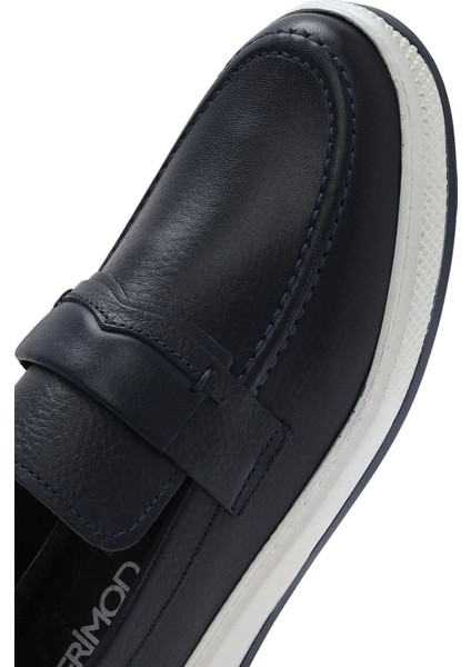 Erkek Lacivert Deri Loafer 25SFD680318
