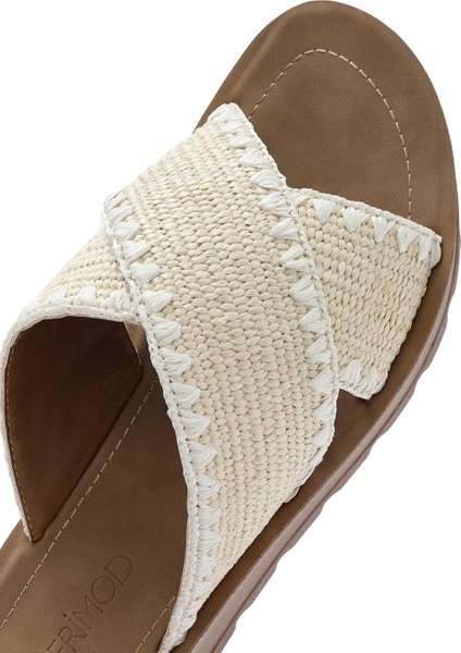 Kadın Bej Kalın Tabanlı Hasır Terlik 25SFE4639M7