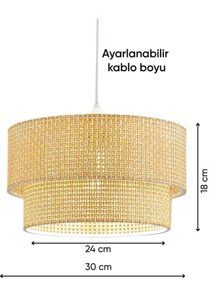 Modern 2 Katlı Bej Hazeran Kumaş Plastik Tel Sarkıt Avize, Salon, Mutfak, Yatak ve Çocuk Odası Için fiyatları