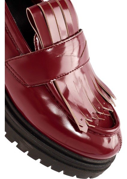 Acbc x Kadın Bordo Kalın Tabanlı Maskülen Loafer 24WFD435522