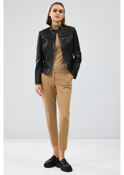 Tania Kadın Siyah Kısa Deri Ceket 24WGD5235VE