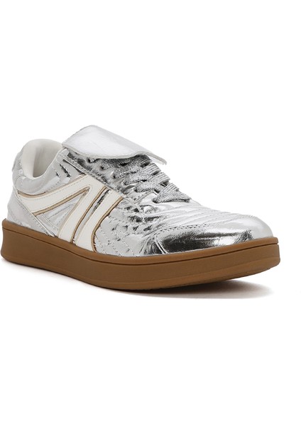 Kadın Gümüş Bağcıklı Metalik Sneaker 25SFD430632